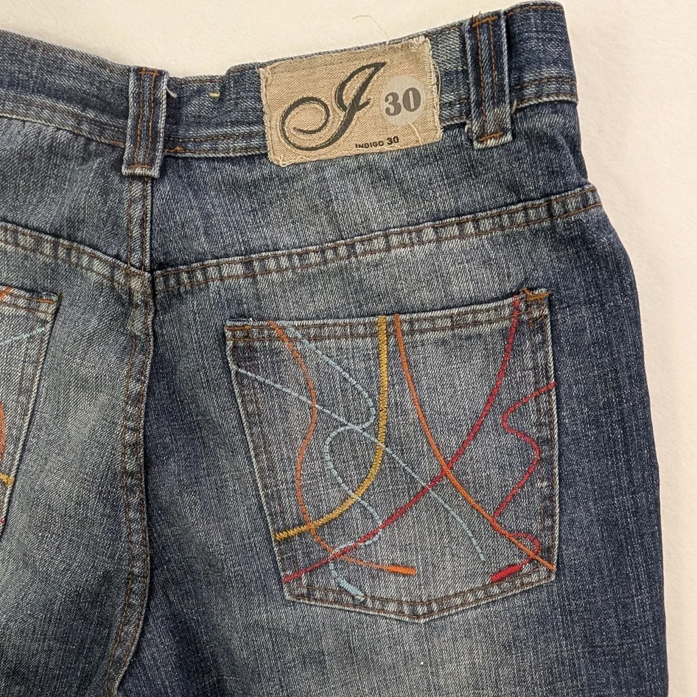 Indigo 30 Mens Baggy Skate Shorts | Embroidered Back Pockets | Y2K Streetwear 36